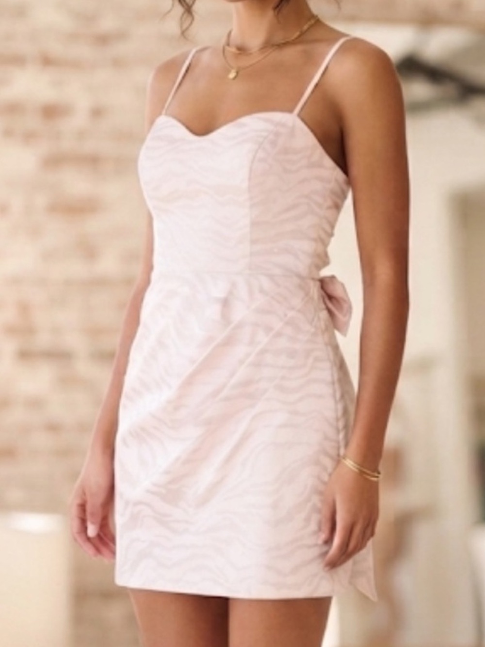 Light Blush Zebra Textured Sleeveless Dress